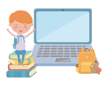 Okulun ve dizüstü bilgisayarın çocuğu.