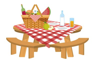 İzole piknik sepeti tasarım vektör