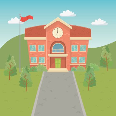 manzara sahnesinde okul binası