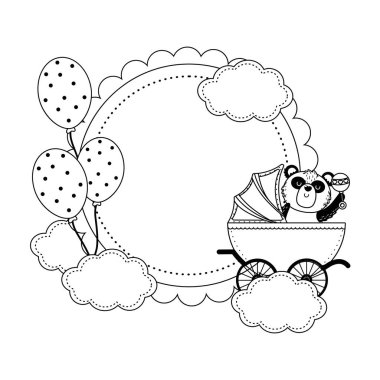 Panda ve bebek sembolü tasarım duş