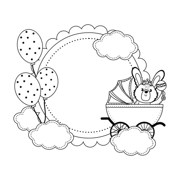 Diseño de conejo y símbolo de ducha de bebé — Vector de stock