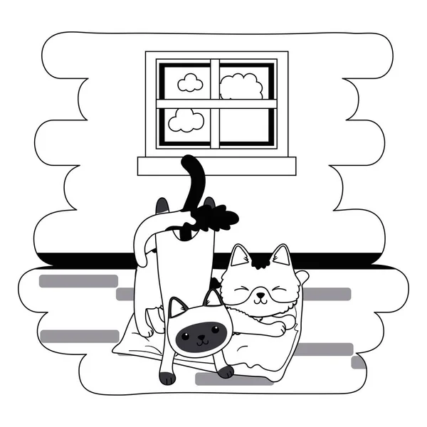 Gatti disegno cartoni animati — Vettoriale Stock