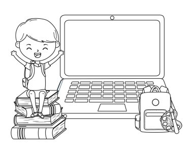 Okulun ve dizüstü bilgisayarın çocuğu.