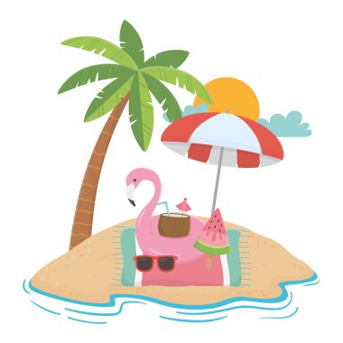 Yaz ve tatil simgesi set tasarım