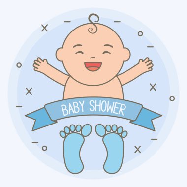 Kurdeleli ve ayak izli şirin bir oğlan çocuğu.