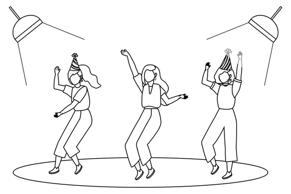 Isolated women dancing in a party design — Stockvektor
