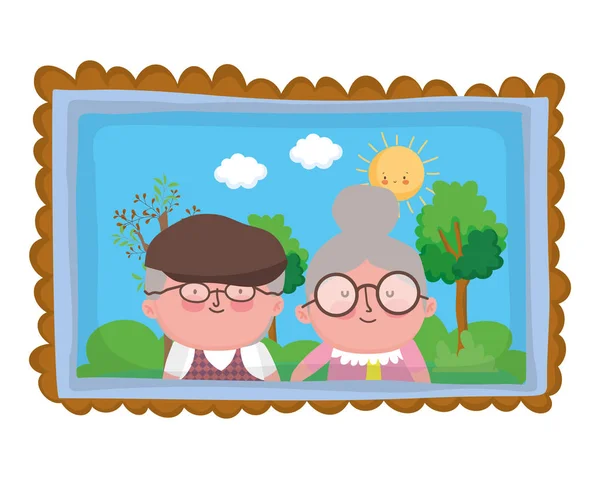 Grandmother and grandfather cartoon vector design vector illustration — Stockvektor