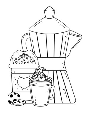 Isolated coffee maker and mug vector design