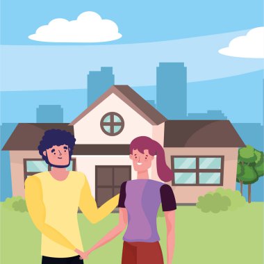 Kadın ve erkek karikatür tasarım çift