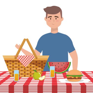 Erkek karikatür piknik tasarımı