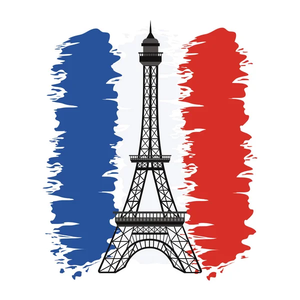 France flag with eiffel tower celebration — Stock Vector