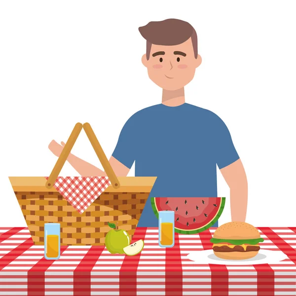 Hombre de dibujos animados que tiene diseño de picnic — Archivo Imágenes Vectoriales