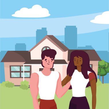 Kadın ve erkek karikatür tasarım çift