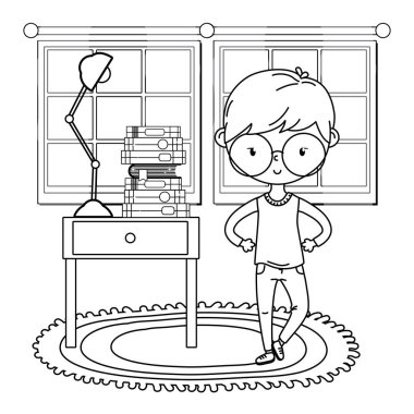Genç çocuk karikatür tasarım vector Illustrator