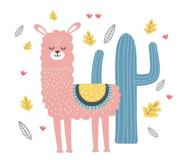 Llama karikatür tasarım vektör illüstrasyon