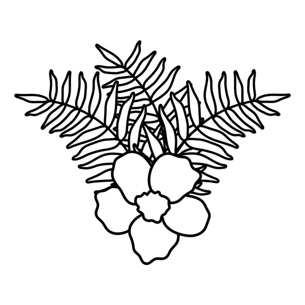 异国情调的热带花，叶园 — 图库矢量图片