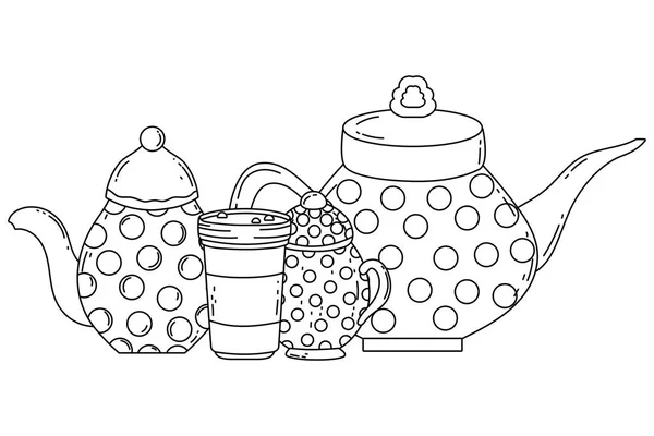 Coffee pots and sugar bowl vector design — Stock Vector
