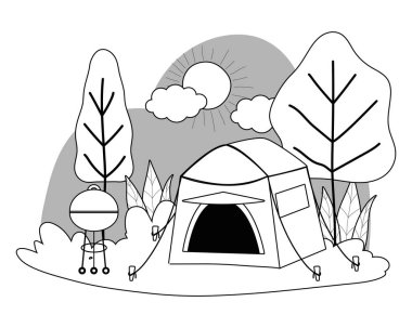 Çadır ve kamp vektör tasarımı