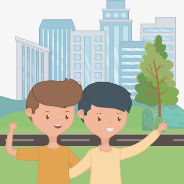 Genç erkek arkadaşlar tasarım vektör Illustrator