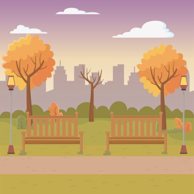 Ağaçlar tasarımı ile bir parkın peyzaj