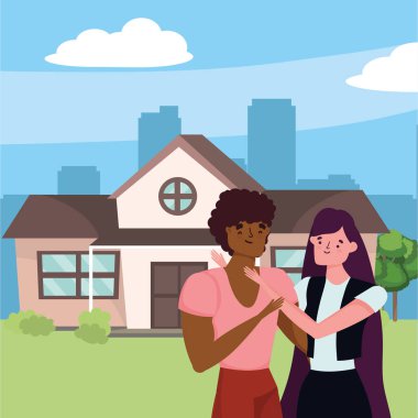 Kadın ve erkek karikatür tasarım çift