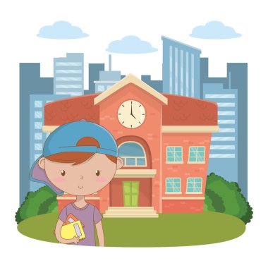 Genç çocuk karikatür tasarım vector Illustrator