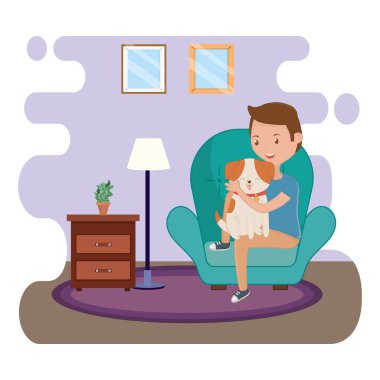 Köpek karikatür tasarımı ile çocuk