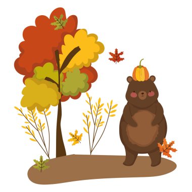 İzole ayı çizgi film vektör tasarımı