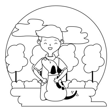 Köpek karikatür tasarımı ile çocuk