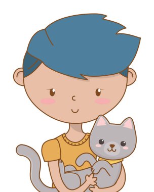 Kedi karikatür tasarımı ile çocuk