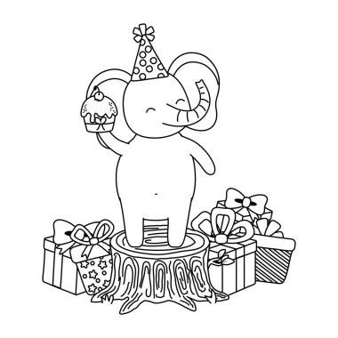 Mutlu Doğum simgesi tasarımı ile hayvan karikatür