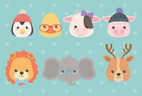 Bonitinho e pequenos animais personagens —  Vetores de Stock