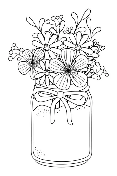 花瓶ベクトルデザイン内の花と葉 — ストックベクタ