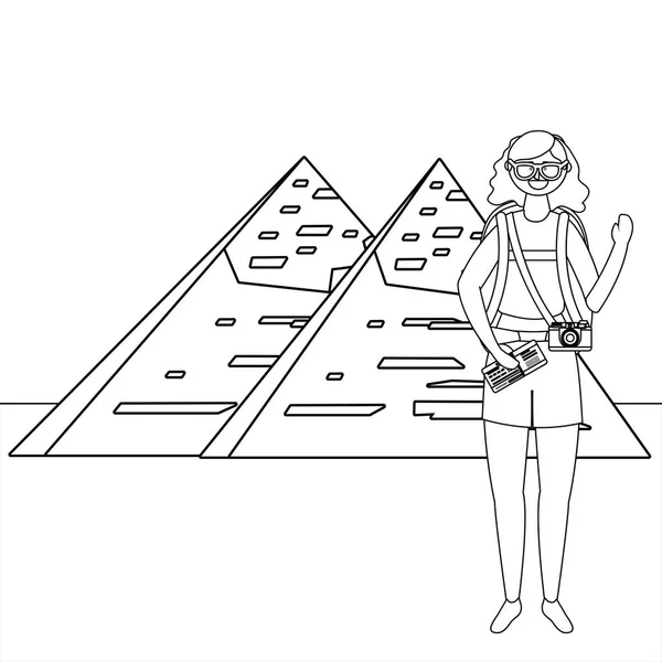 Isolerade egyptiska pyramider landmärke design — Stock vektor