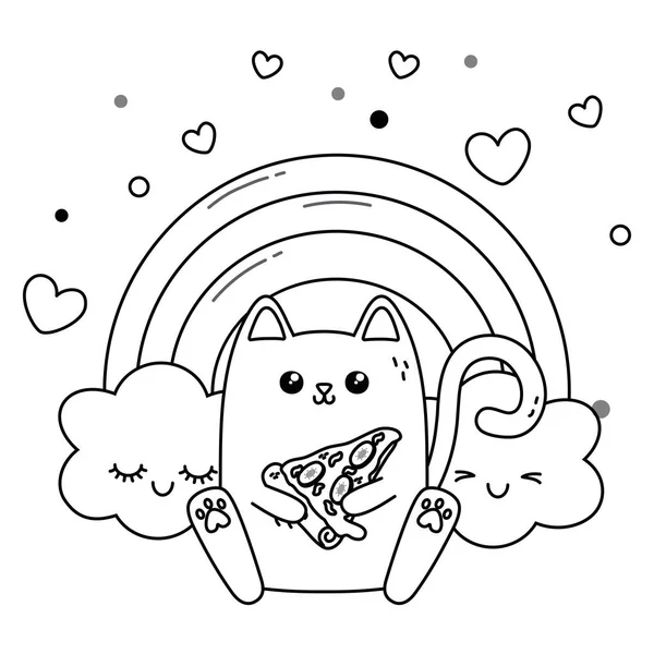 Kawaii av Cat Cartoon Design — Stock vektor