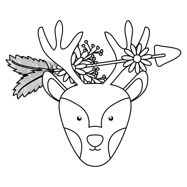 Reindeer with arrow bohemian style character — Stock Vector