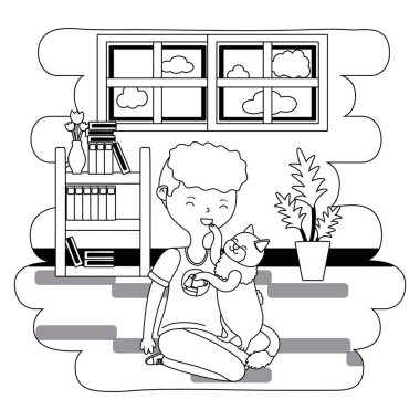 Kedi karikatür tasarımı ile çocuk