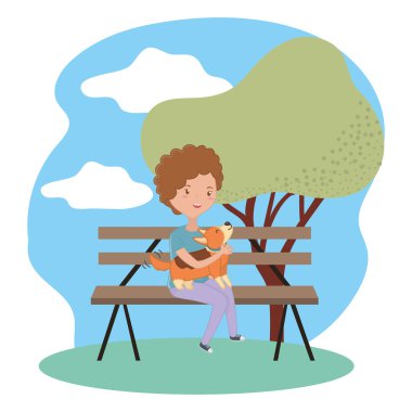 Köpek karikatür tasarımı ile kız