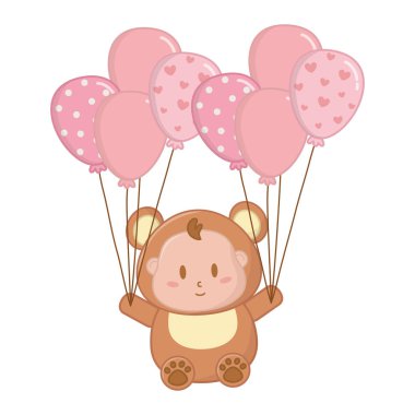 Ayı kostümü ve balon vektör çizimi