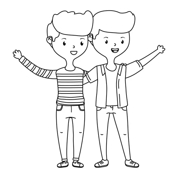 Dospívající hoši přátelé návrhový ilustrátor — Stockový vektor