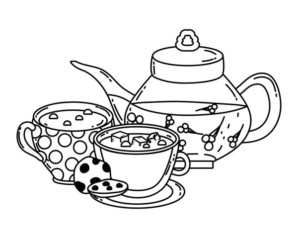 Isolated tea pot and cups design — Image vectorielle