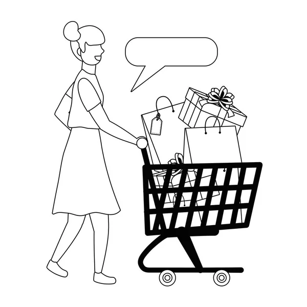 Donna shopping design vettoriale illustrazione — Vettoriale Stock