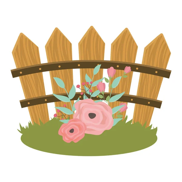 Flowers in front of fence vector design — Stock Vector