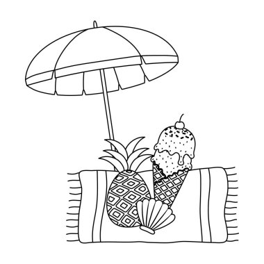 Yaz ve tatil simgesi set tasarım