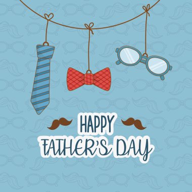 Aksesuarları asılı mutlu babalar günü kartı