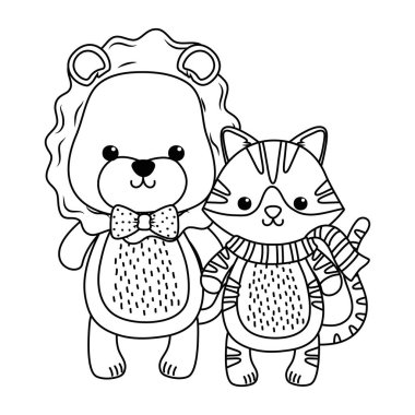 Lion and cat cartoon design