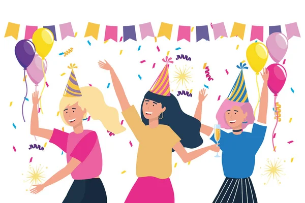 Mujeres aisladas en un diseño de fiesta — Vector de stock