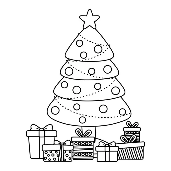 快乐的圣诞节松树病媒设计 — 图库矢量图片