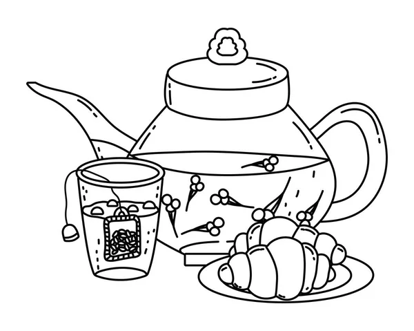 Verre et paniers à thé isolés — Image vectorielle