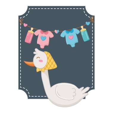 Leylek vektör çizimi ile kare çerçeve